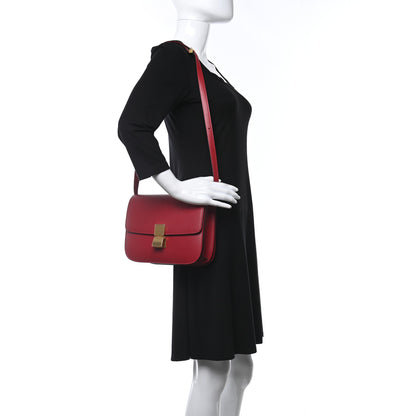 Celine Box Calfskin Medium Classic Box Flap Bag Burgundy 2 of 16