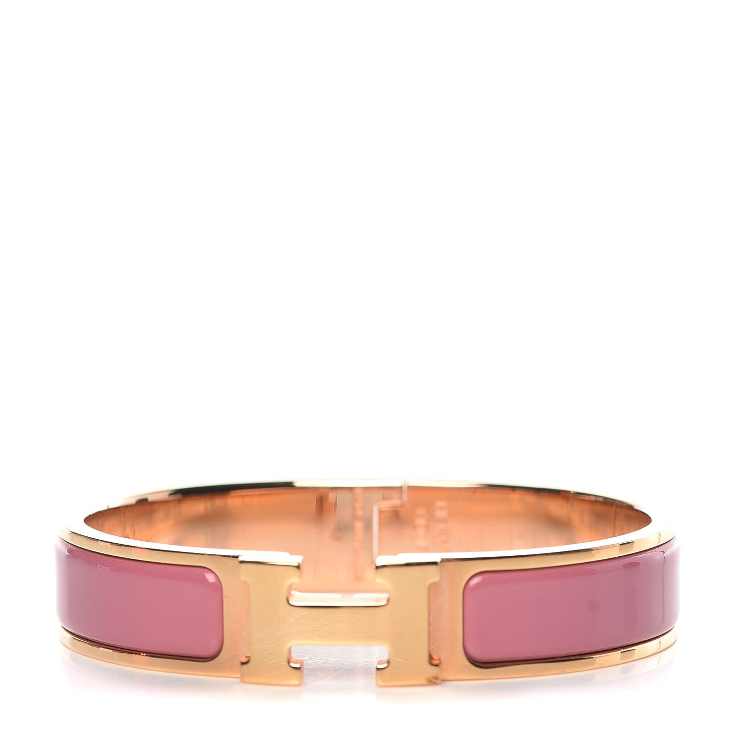 Hermes Enamel Narrow Clic Clac H Bracelet PM Rose Velours 1 of 5
