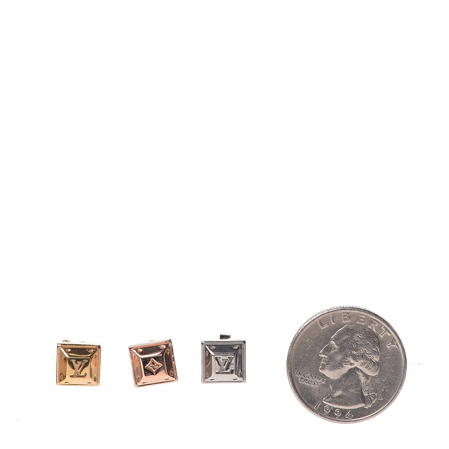 Nanogram Tennis Earrings Set of 3 Gold Silver Pink