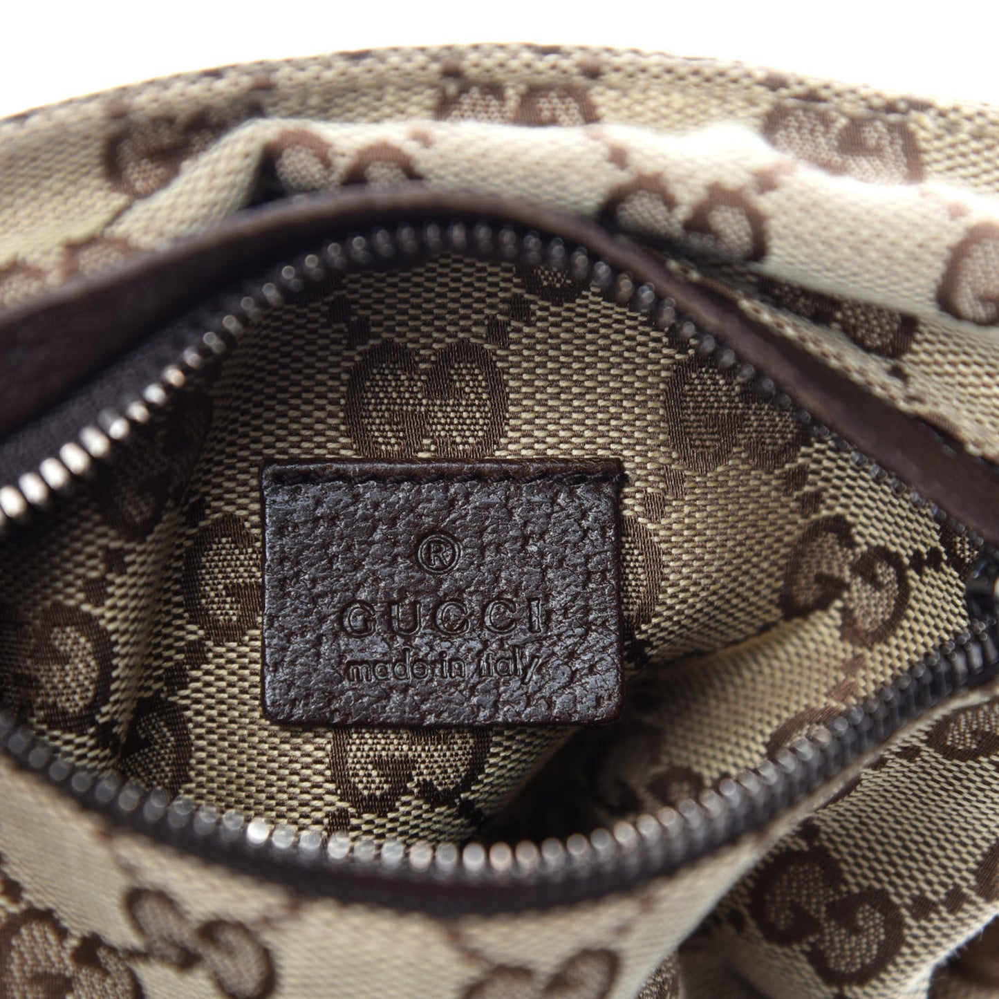 GG Monogram Double Pocket Belt Bag Dark Brown