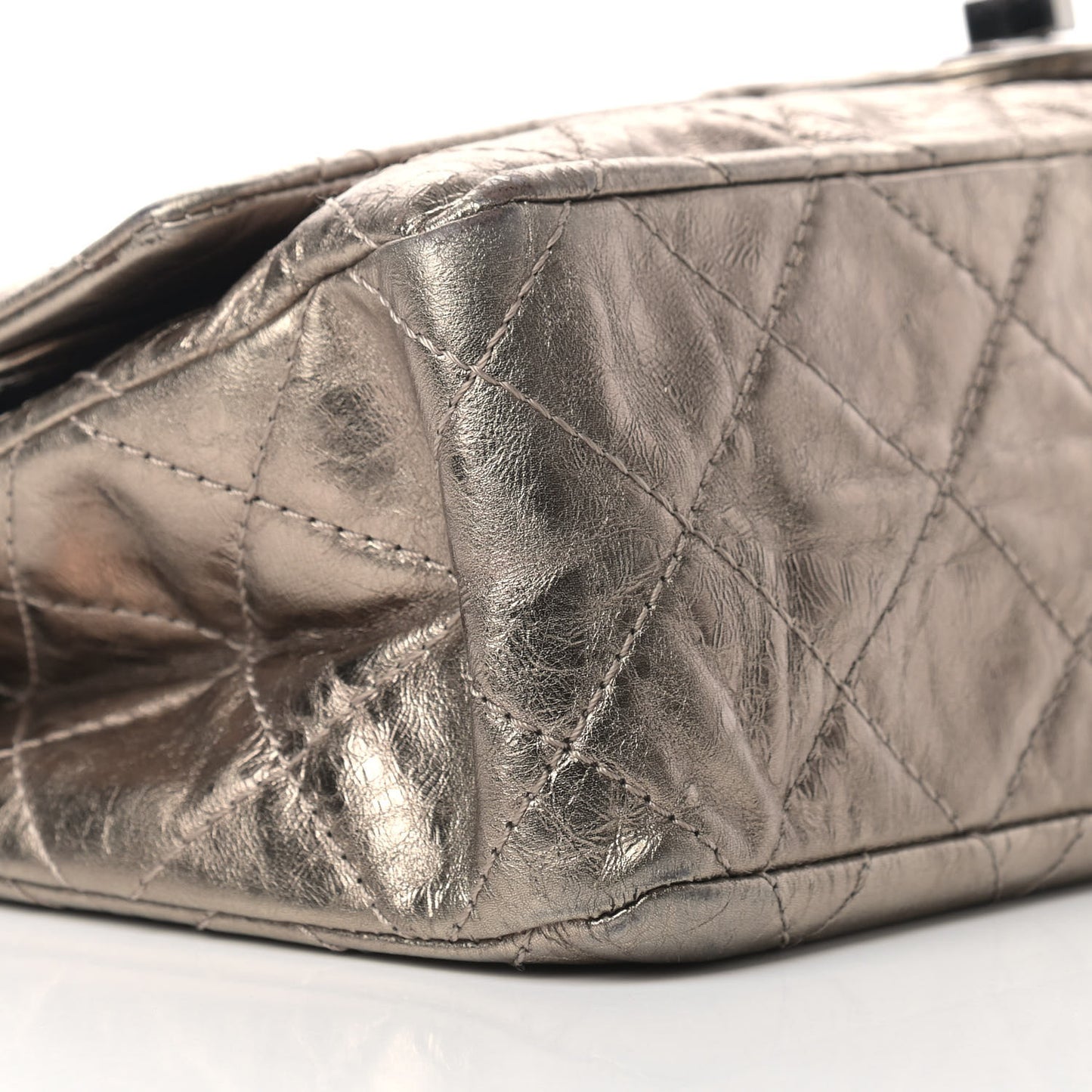 Metallic Aged Calfskin Quilted 2.55 Reissue 228 Flap Pewter