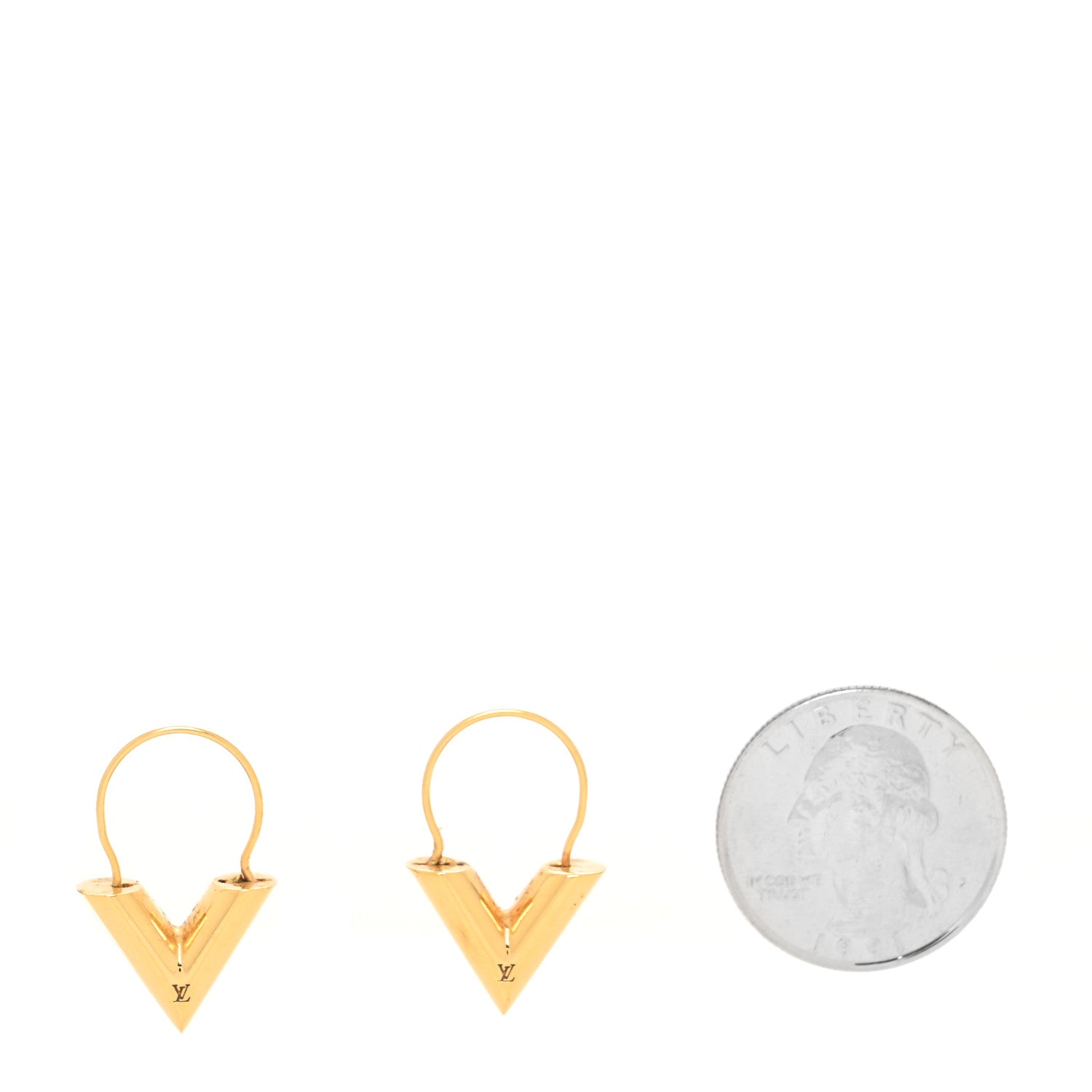 Louis Vuitton Brass Essential V Hoop Earrings Gold 2 of 4