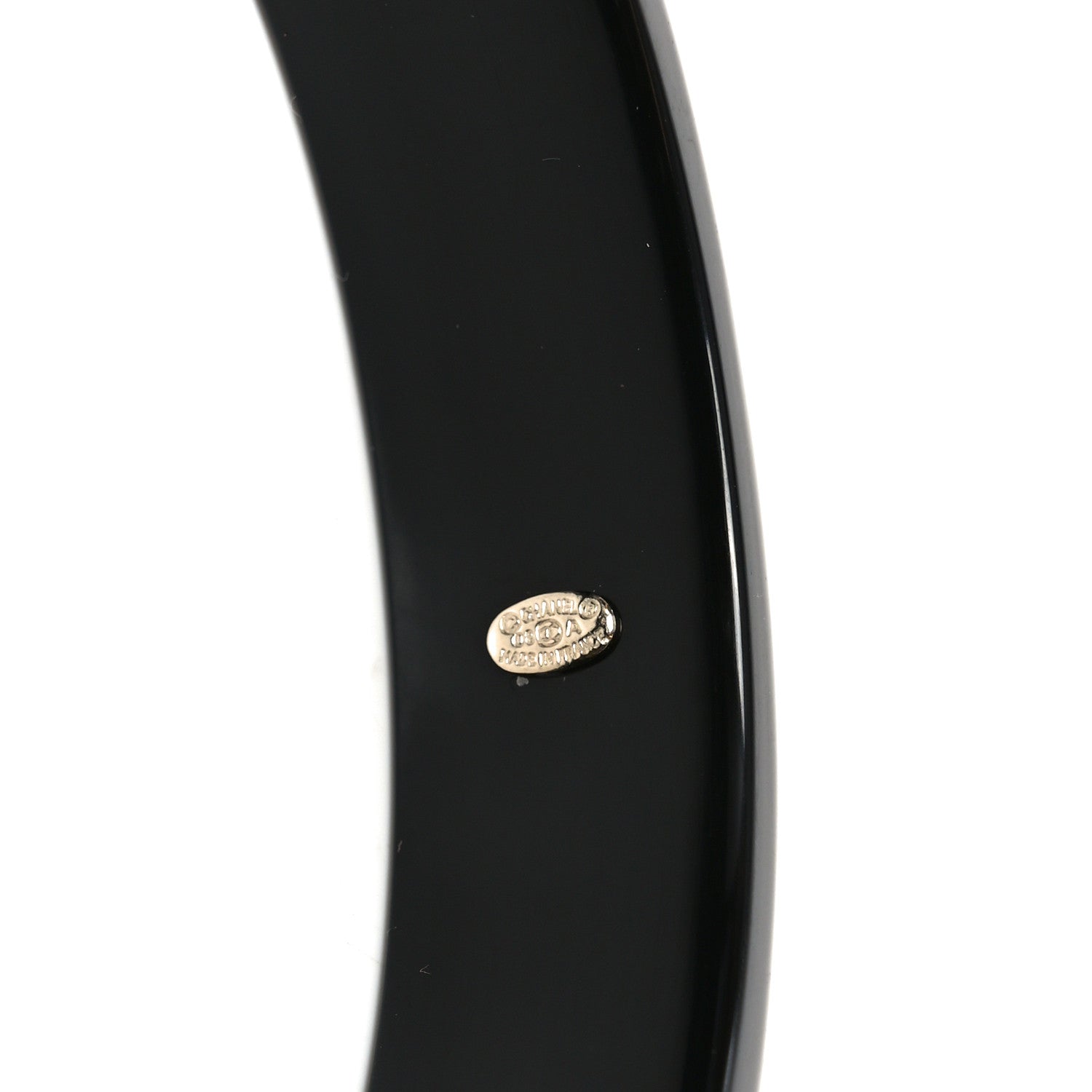 Chanel Resin Crystal CC Bangle Bracelet Black 4 of 4