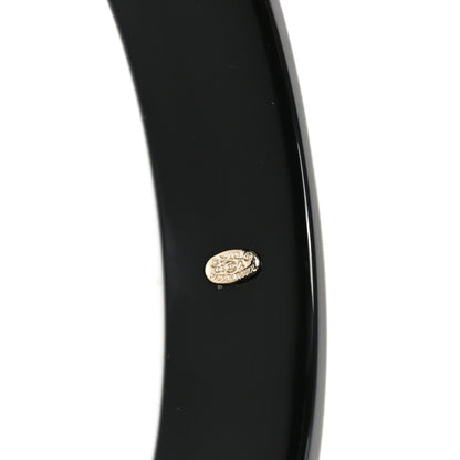 Chanel Resin Crystal CC Bangle Bracelet Black 4 of 4