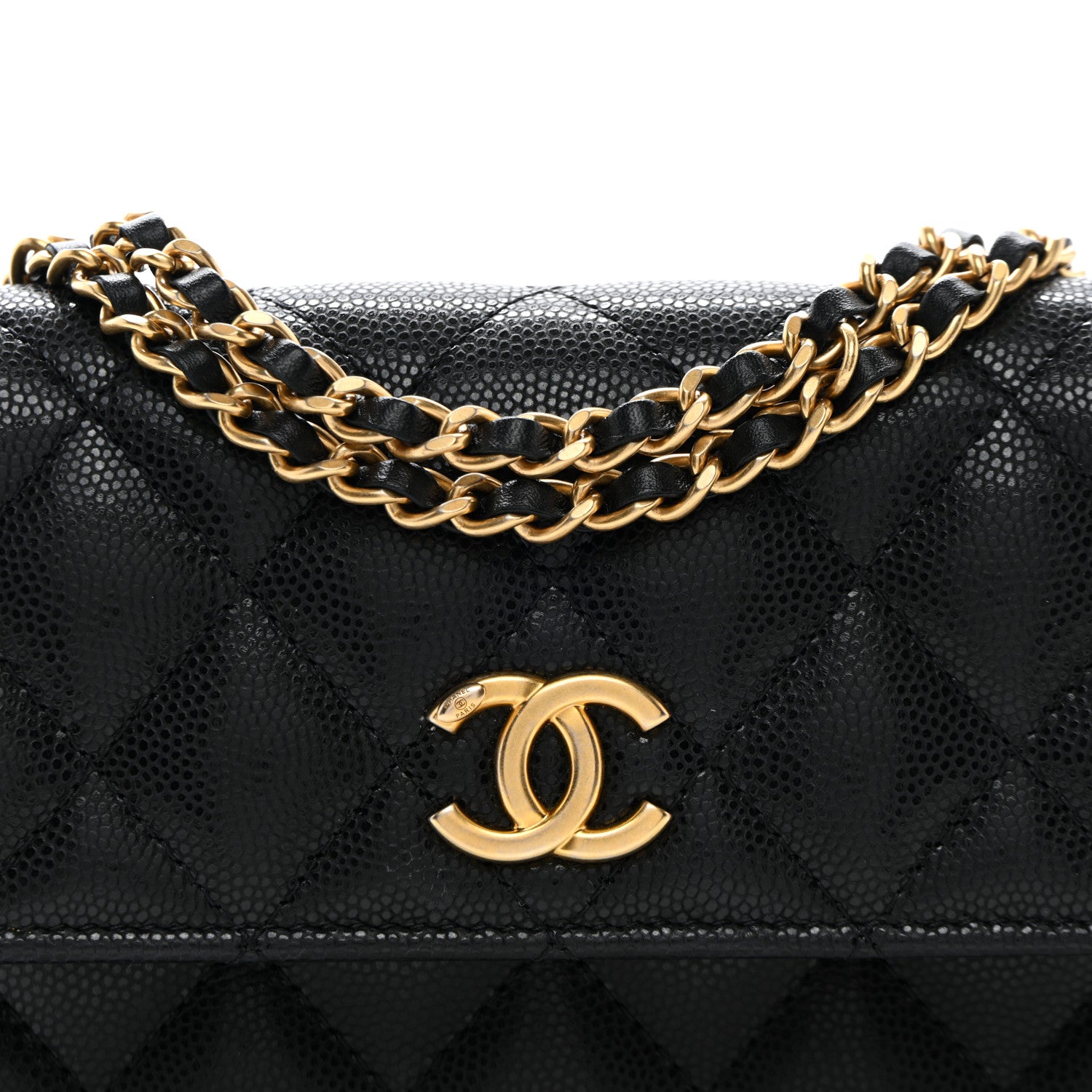 Chanel Caviar Quilted Flap Phone Holder With Chain Black 9 of 12