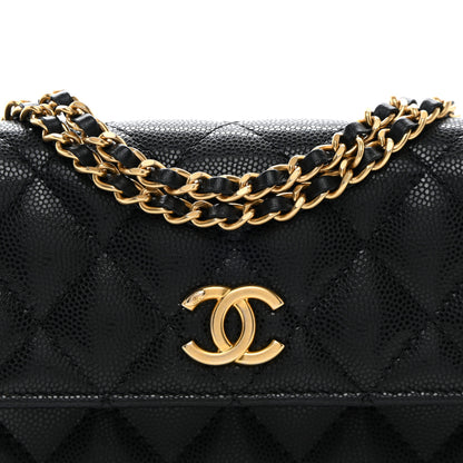 Chanel Caviar Quilted Flap Phone Holder With Chain Black 9 of 12