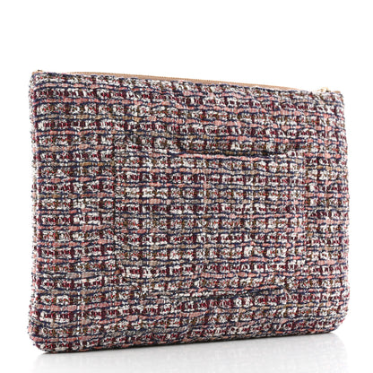 Chanel Tweed Lambskin Quilted Pouch Beige Multicolor 3 of 8