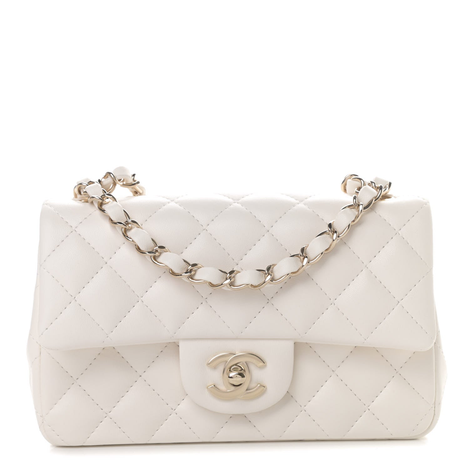 Chanel Lambskin Quilted Mini Rectangular Flap White 1 of 11