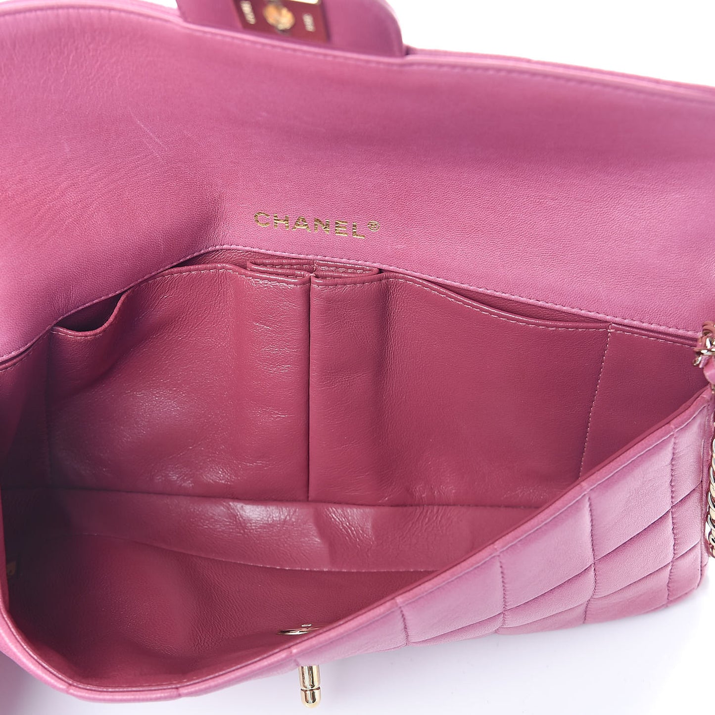 Lambskin East West Chocolate Bar Flap Pink