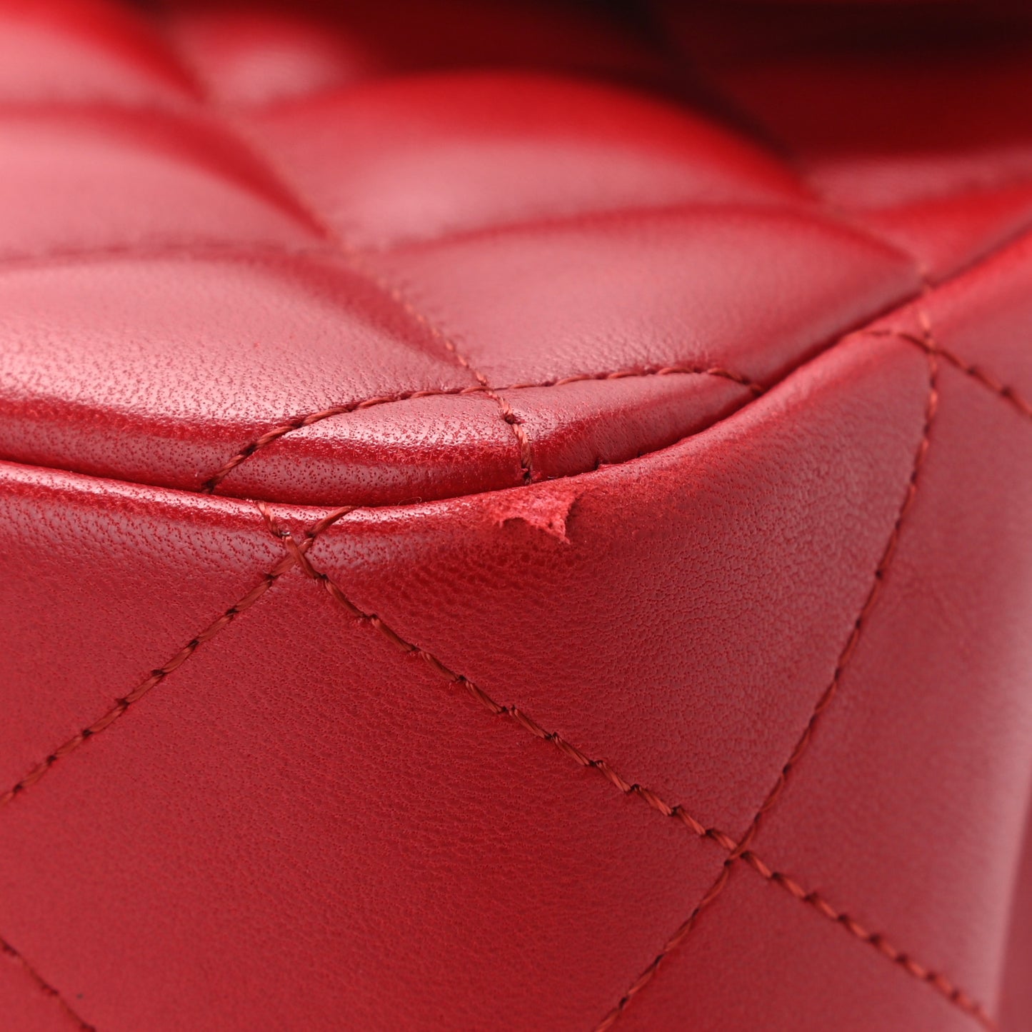 Lambskin Quilted Jumbo Double Flap Red