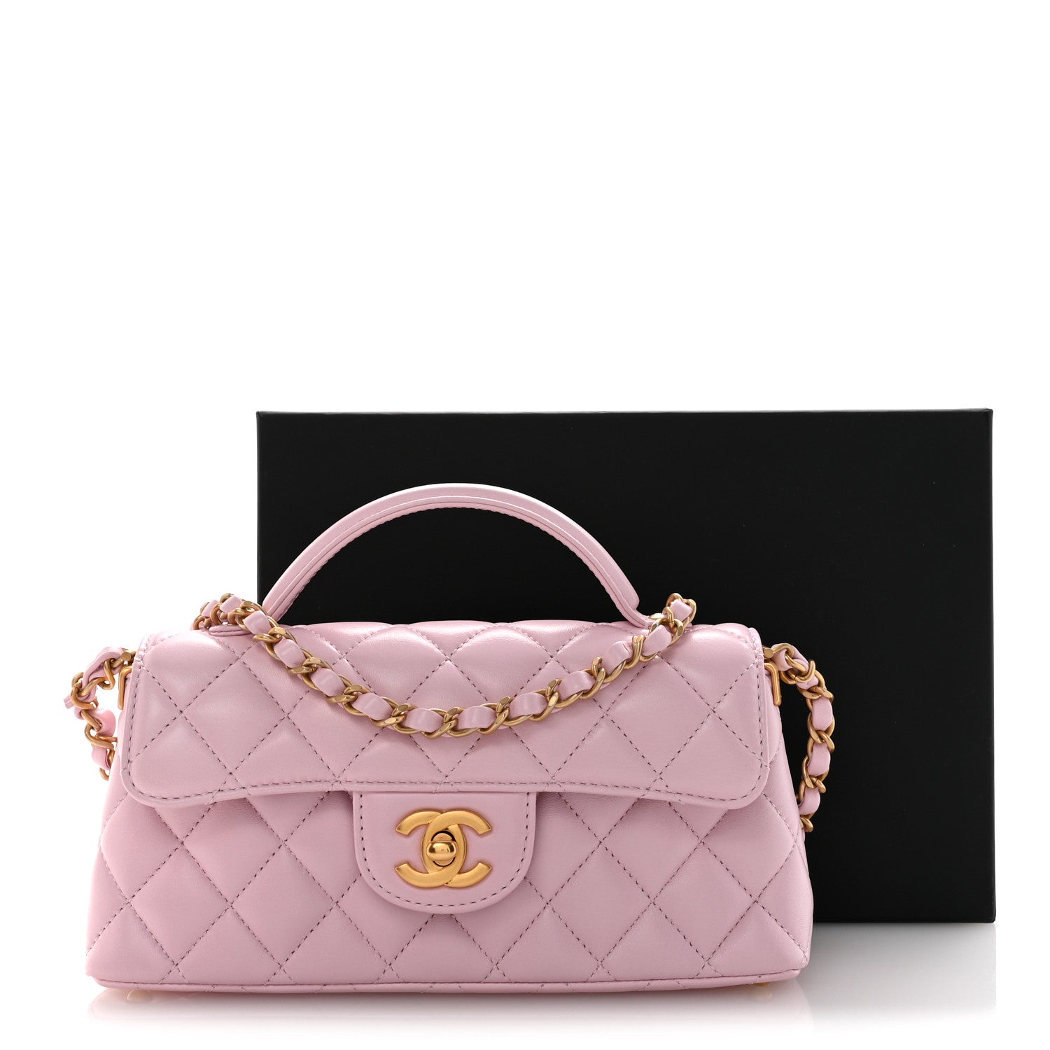 Chanel Lambskin Quilted Mini Flap Top Handle Bag Light Pink 11 of 11
