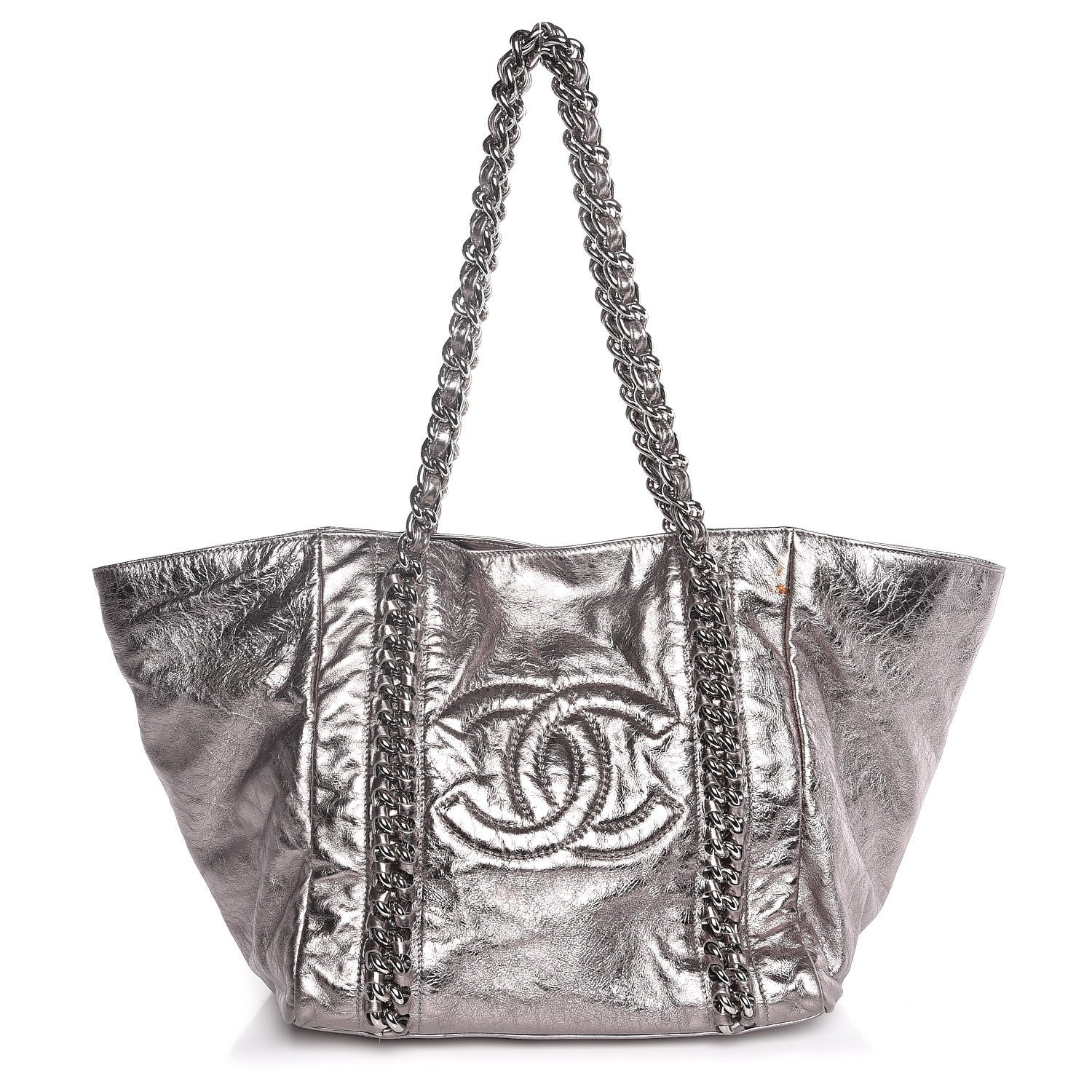 Chanel Metallic Cracked Calfskin Modern Chain Tote Dark Grey 1 of 8