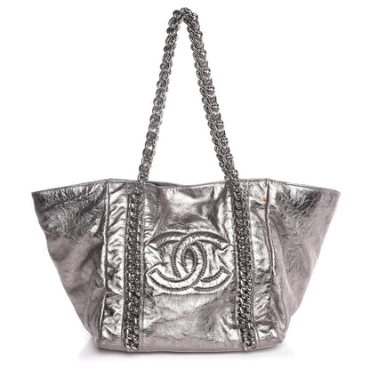 Chanel Metallic Cracked Calfskin Modern Chain Tote Dark Grey 1 of 8