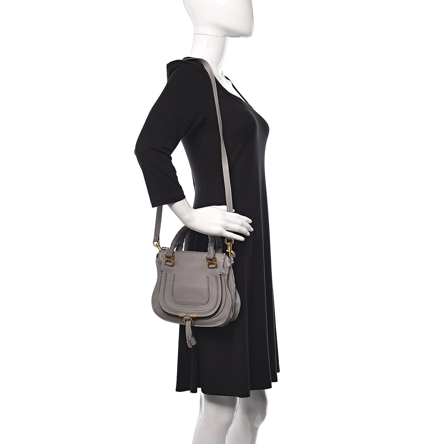 Calfskin Mini Marcie Satchel Cashmere Grey