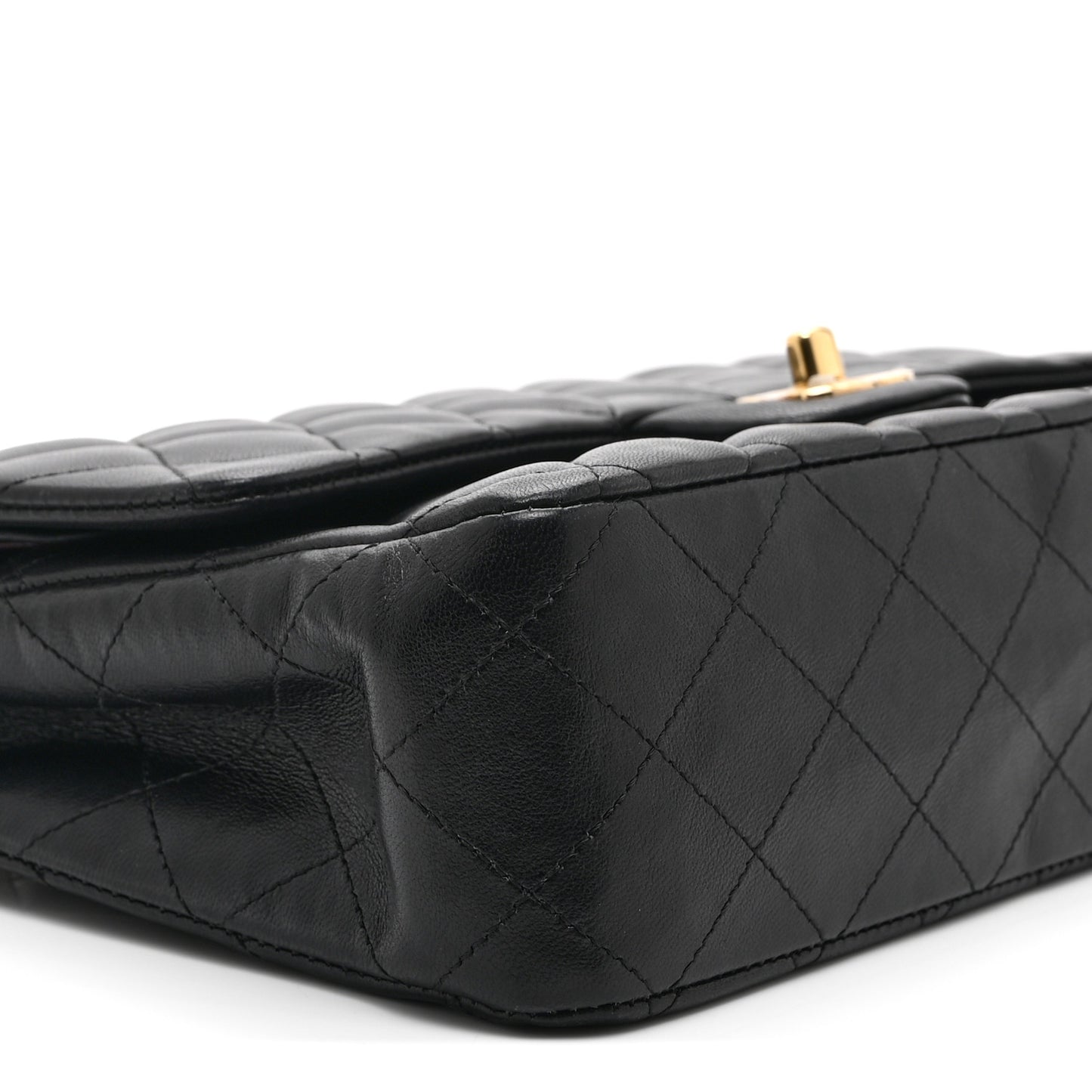 Lambskin Quilted Medium Double Flap Black
