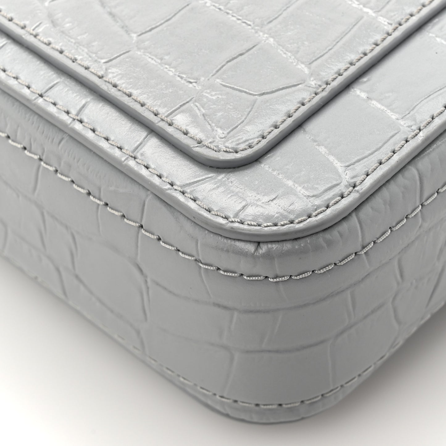 Calfskin Croc Embossed Snapshot Camera Bag Quarry
