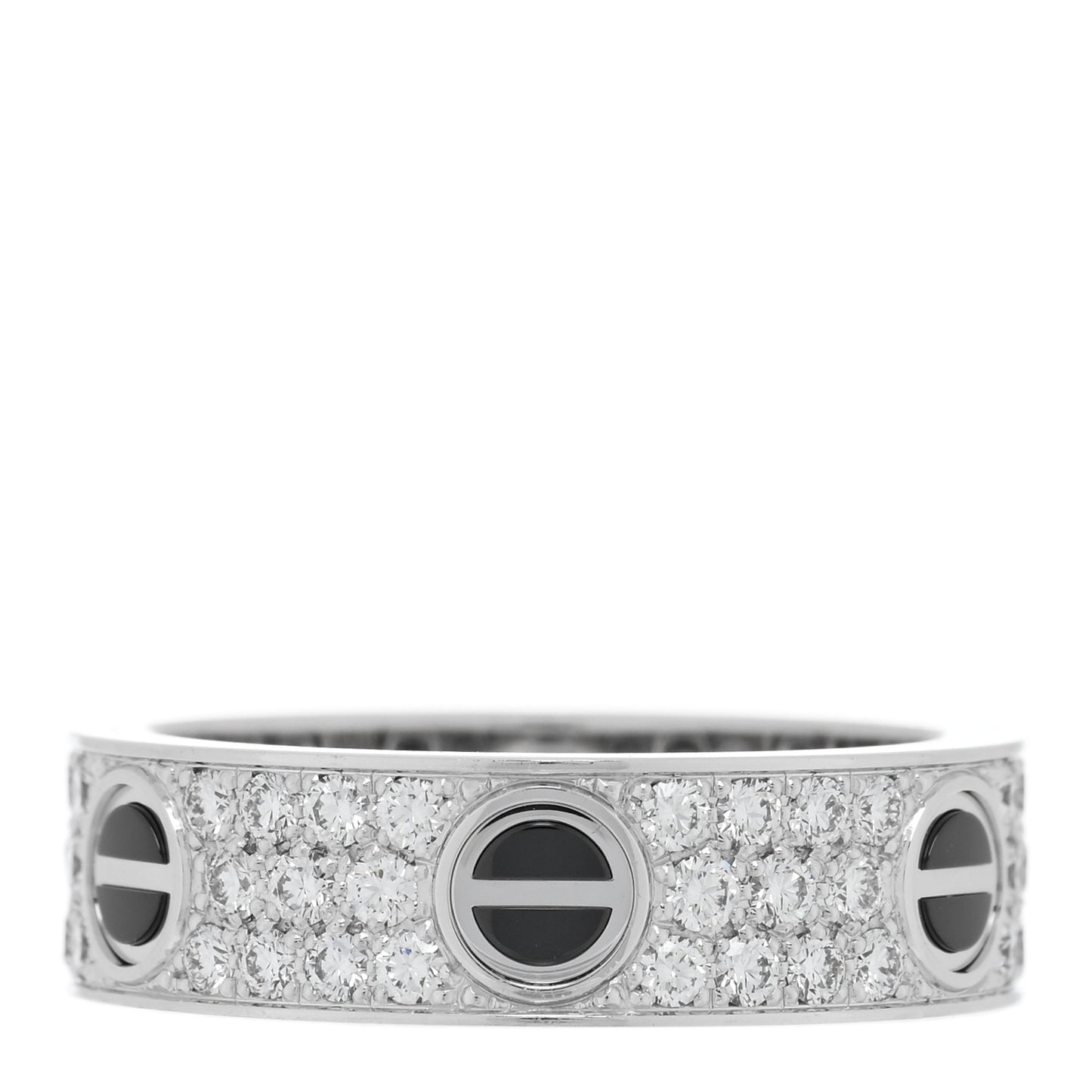 18K White Gold Diamond Ceramic LOVE Paved Ring 60 9