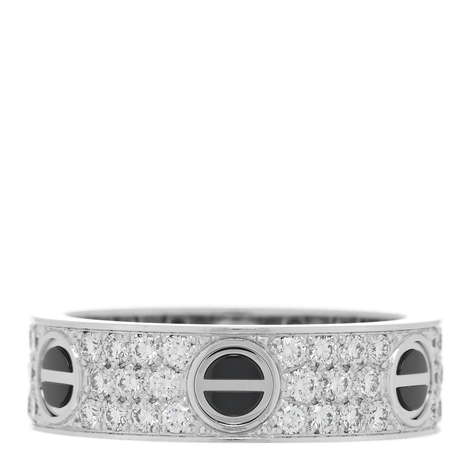 Cartier 18K White Gold Diamond Ceramic LOVE Paved Ring 60 9 1 of 5