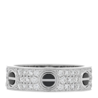 Cartier 18K White Gold Diamond Ceramic LOVE Paved Ring 60 9 1 of 5