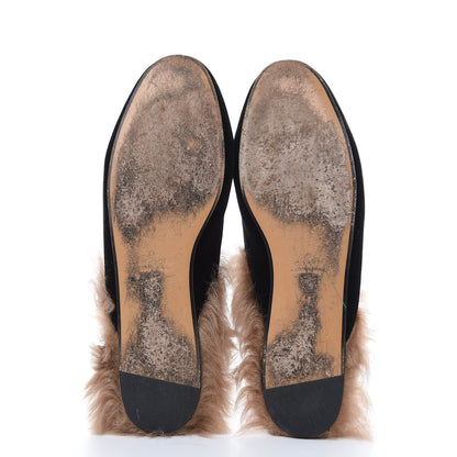 Gucci Velvet Fur Womens Princetown Slippers 41 Black 5 of 9