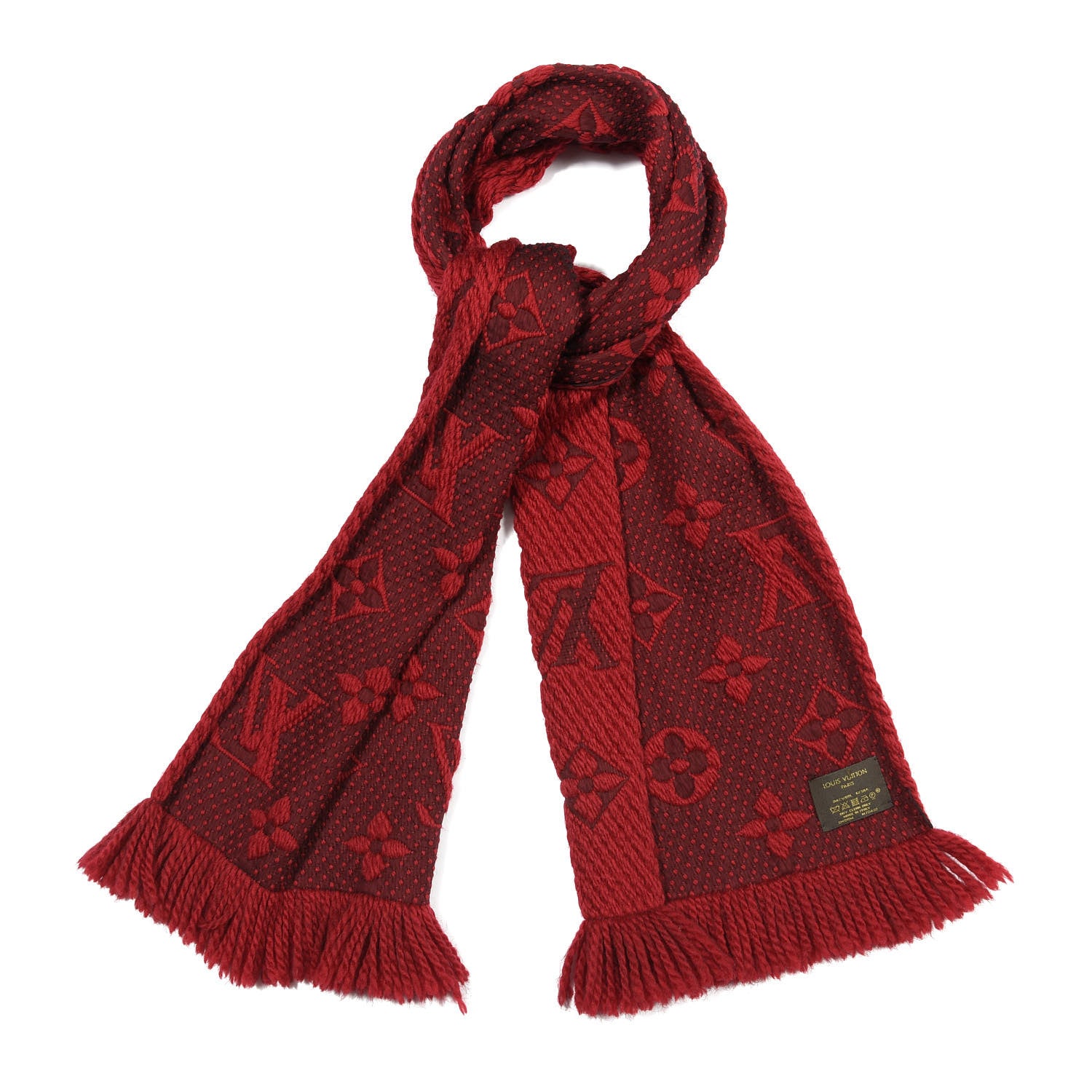Louis Vuitton Wool Silk Logomania Scarf Rubis 1 of 3