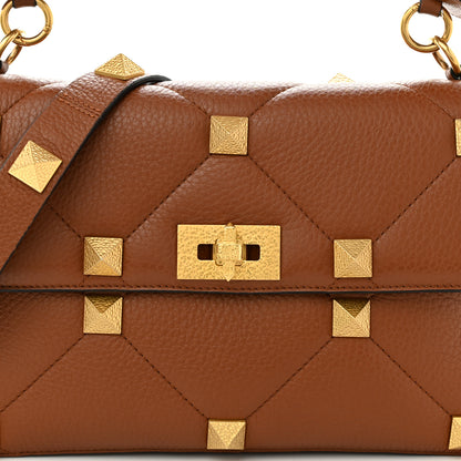 Valentino Garavani Grained Calfskin Large Roman Stud Shoulder Bag Selleria 7 of 9
