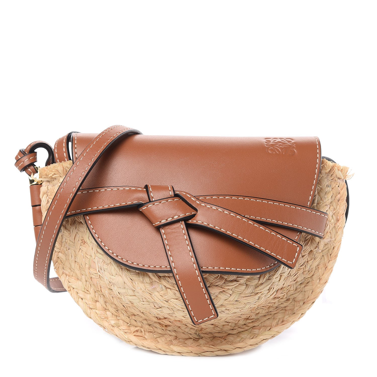 Loewe Calfskin Raffia Mini Gate Crossbody Bag Natural Tan 1 of 7