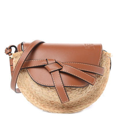 Loewe Calfskin Raffia Mini Gate Crossbody Bag Natural Tan 1 of 7