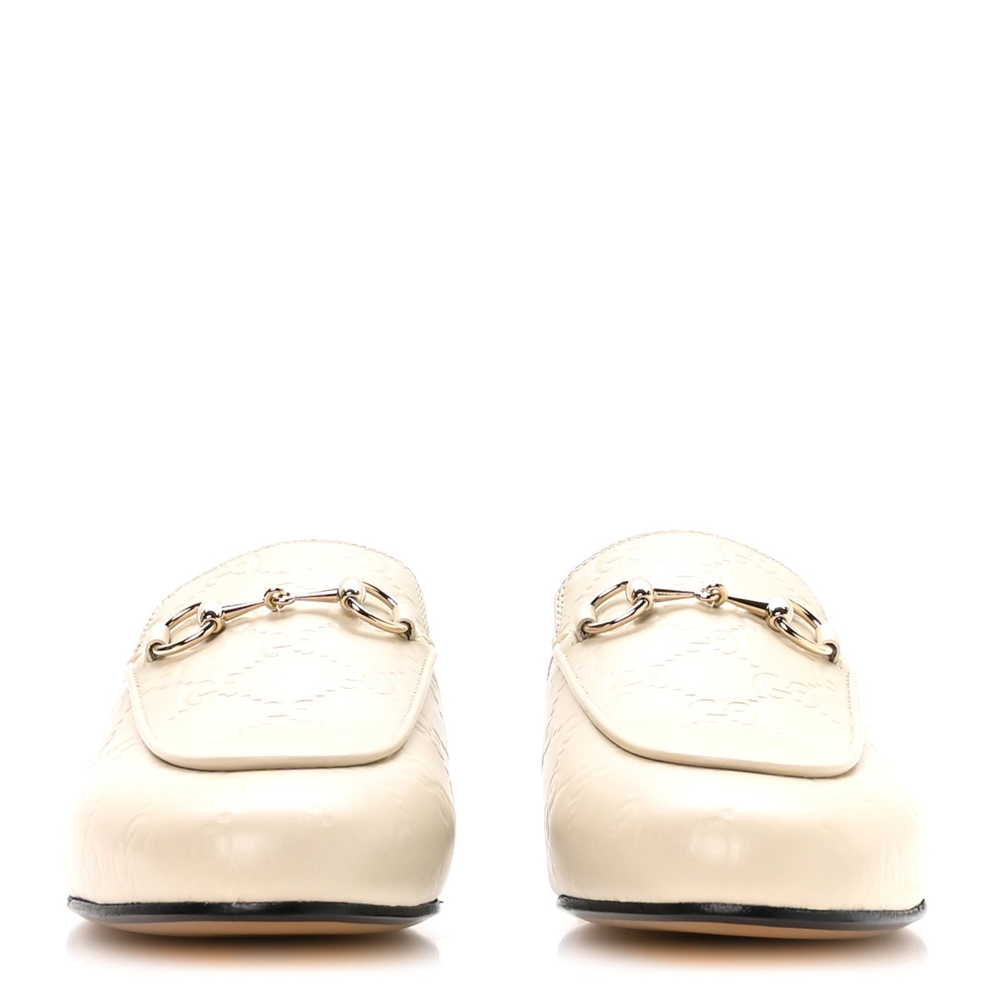 Glamour Calfskin Guccissima Womens Princetown Slippers 37.5 Mystic White