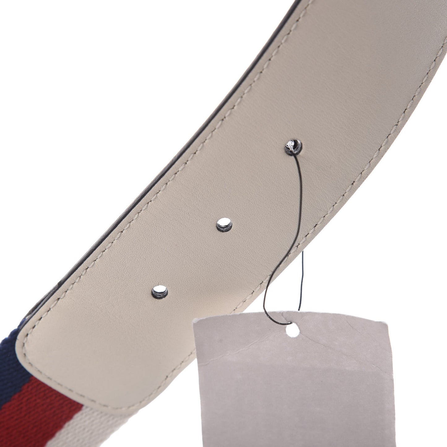 Nylon Calfskin Sylvie Web Double G 40mm Belt 80 32 Mystic White Hibiscus Red Maritime