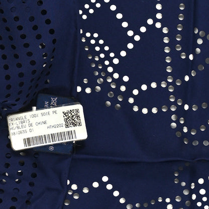 Hermes Silk Ex-Libris Perforated Triangle Scarf Bleu De Chine 3 of 3