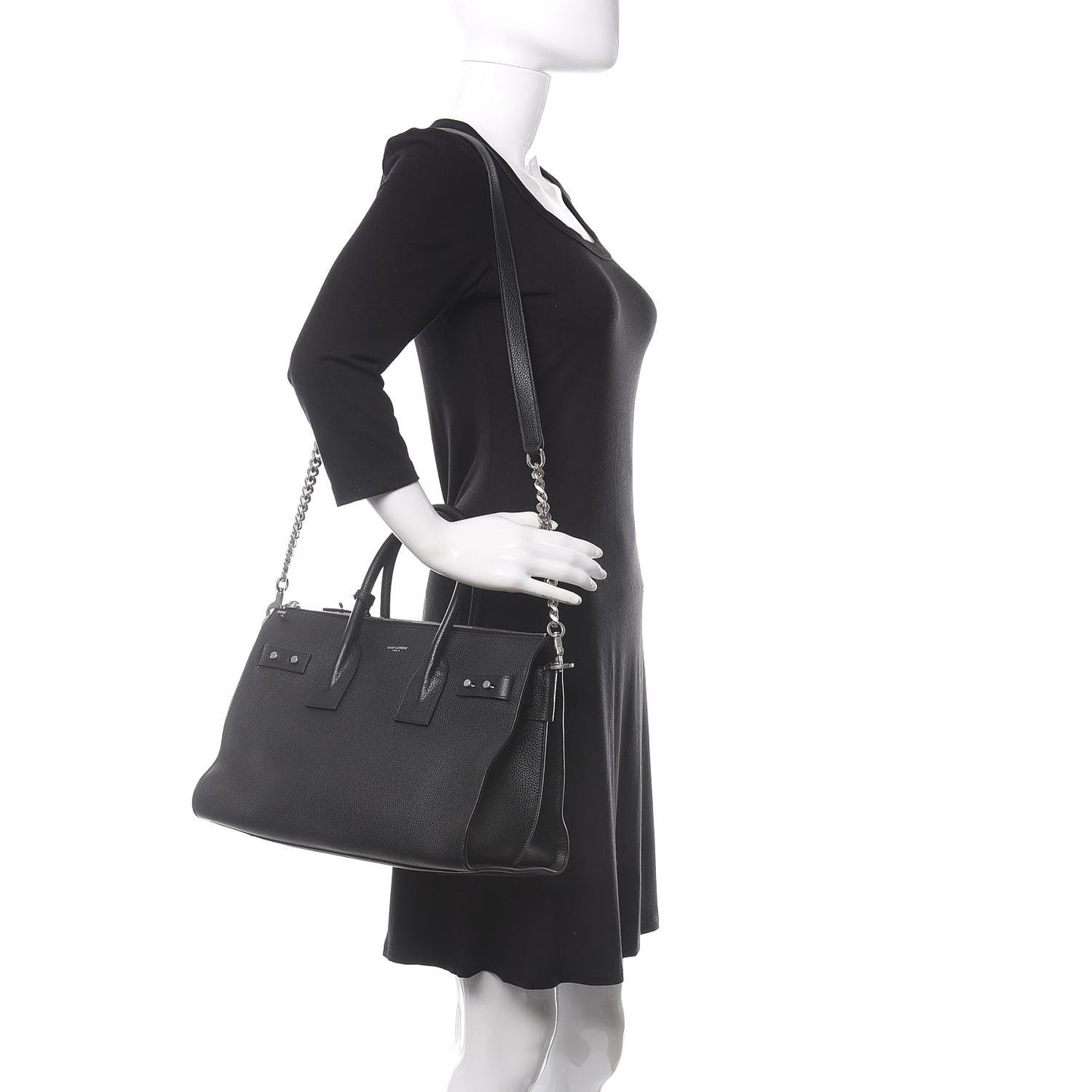 Grained Calfskin Small Supple Sac De Jour Duffle Black