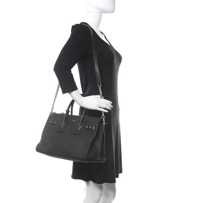 Saint Laurent Grained Calfskin Small Supple Sac De Jour Duffle Black 2 of 9