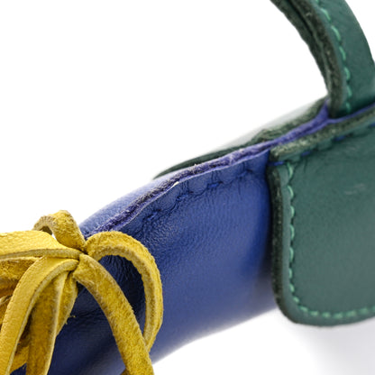 Hermes Milo Lambskin Grigri Rodeo Horse Bag Charm MM Bleu Electrique Malachite Lime 4 of 6