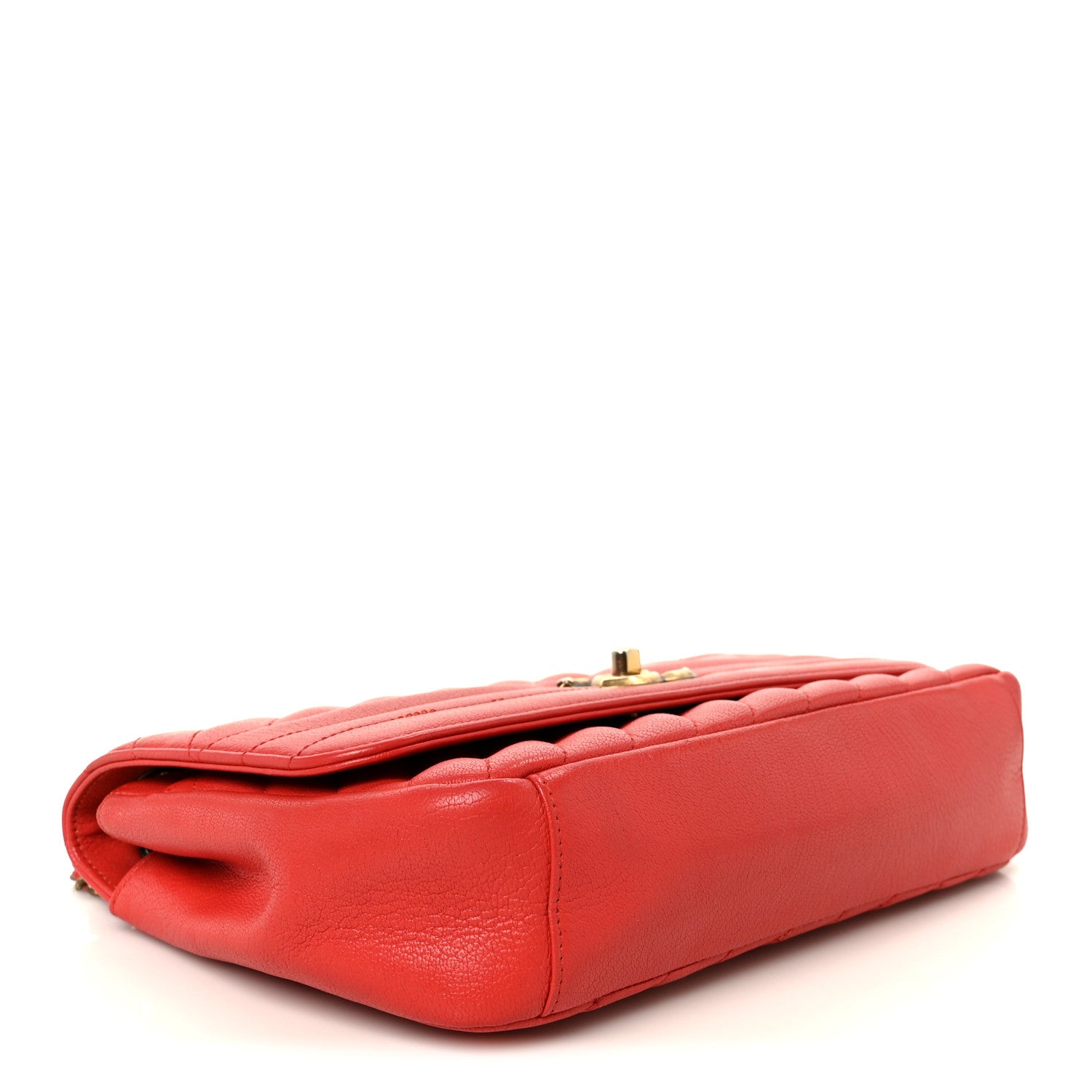 Chanel Shiny Goatskin Diagonal Quilted Medium Flap Red 4 of 11