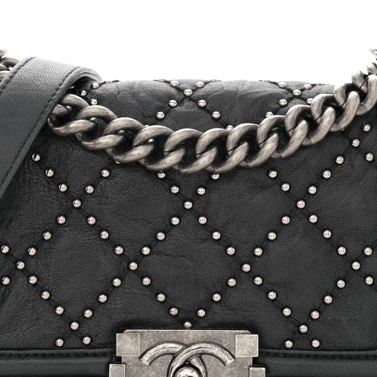 Chanel Crumpled Lambskin Small Studded Boy Flap Black 8 of 13