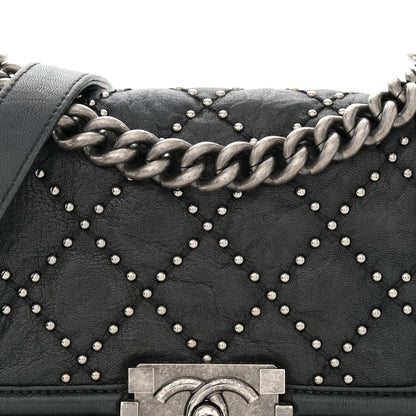 Chanel Crumpled Lambskin Small Studded Boy Flap Black 8 of 13