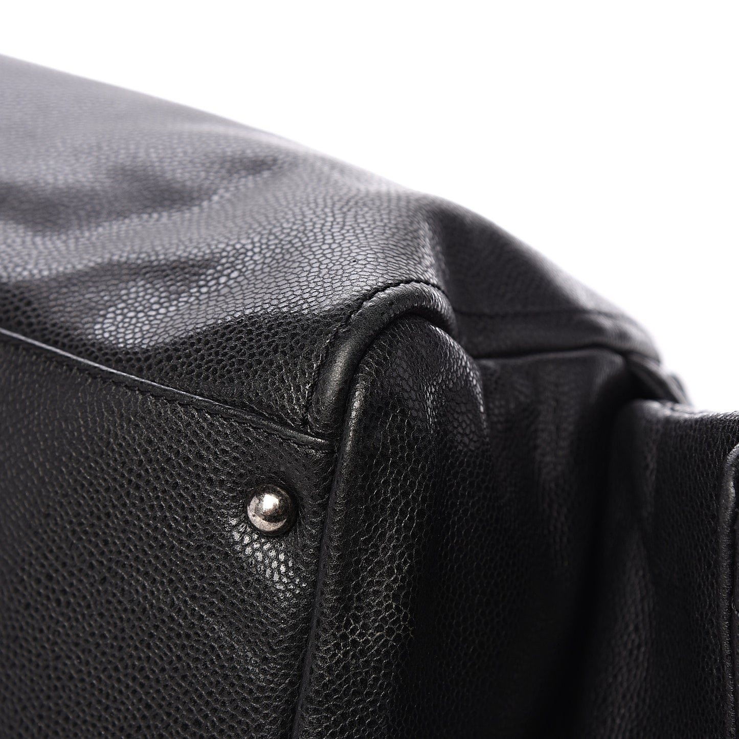 Glazed Caviar Quilted Mademoiselle Bowling Bag Black