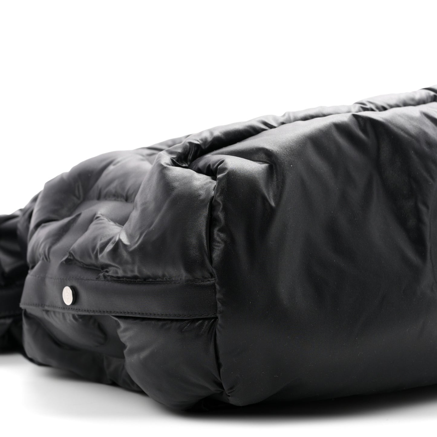 Tweed Nylon Embossed Large Doudoune Bowling Bag Black