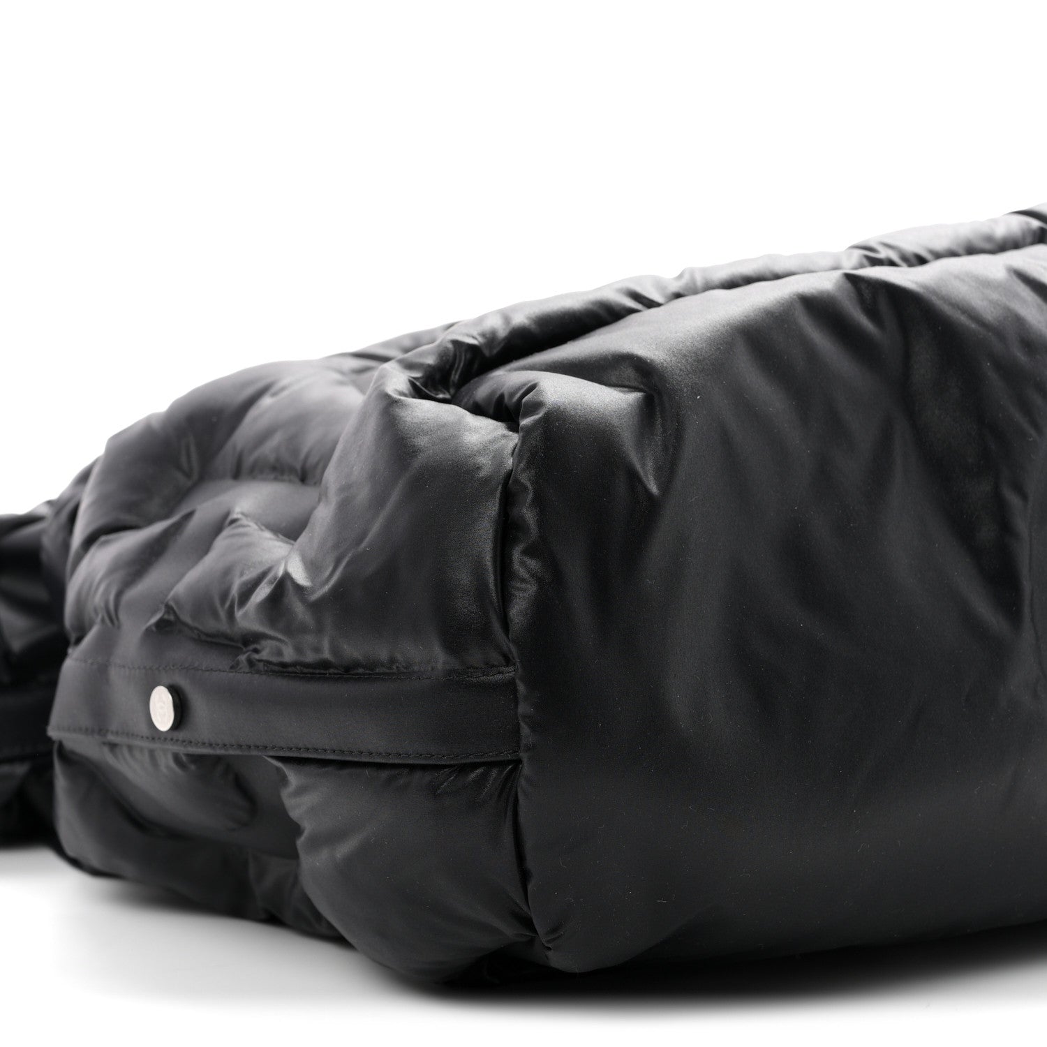Chanel Tweed Nylon Embossed Large Doudoune Bowling Bag Black 9 of 11