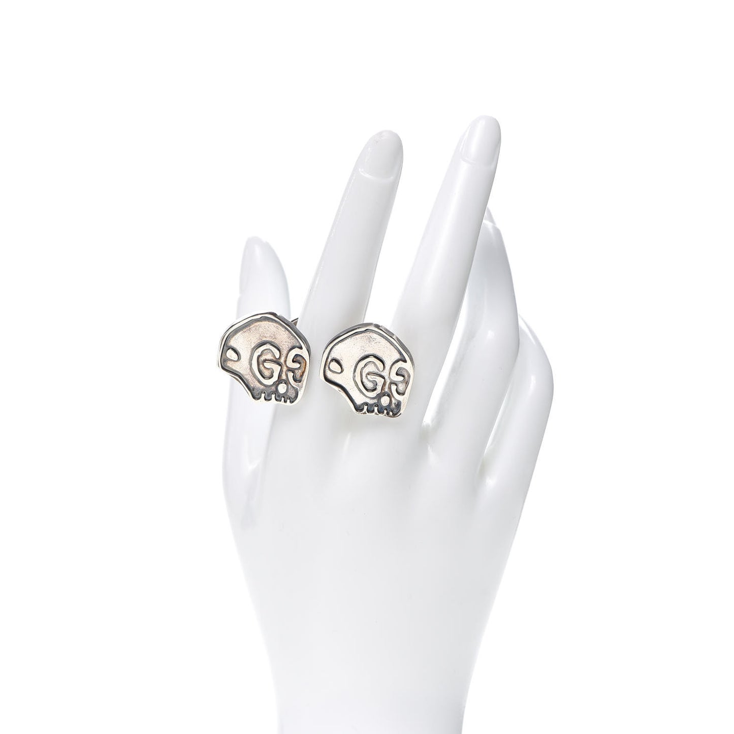 Sterling Silver GucciGhost Hamlet Skull Double Ring 58 8.25