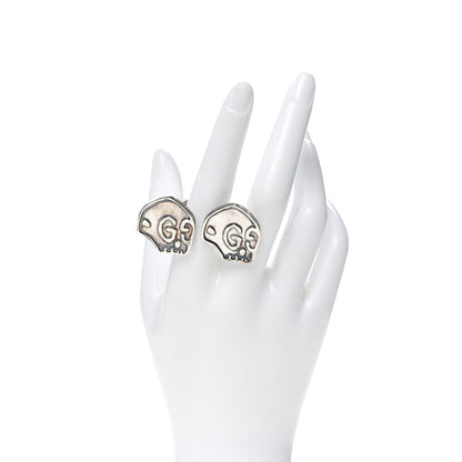 Gucci Sterling Silver GucciGhost Hamlet Skull Double Ring 58 8.25 2 of 6