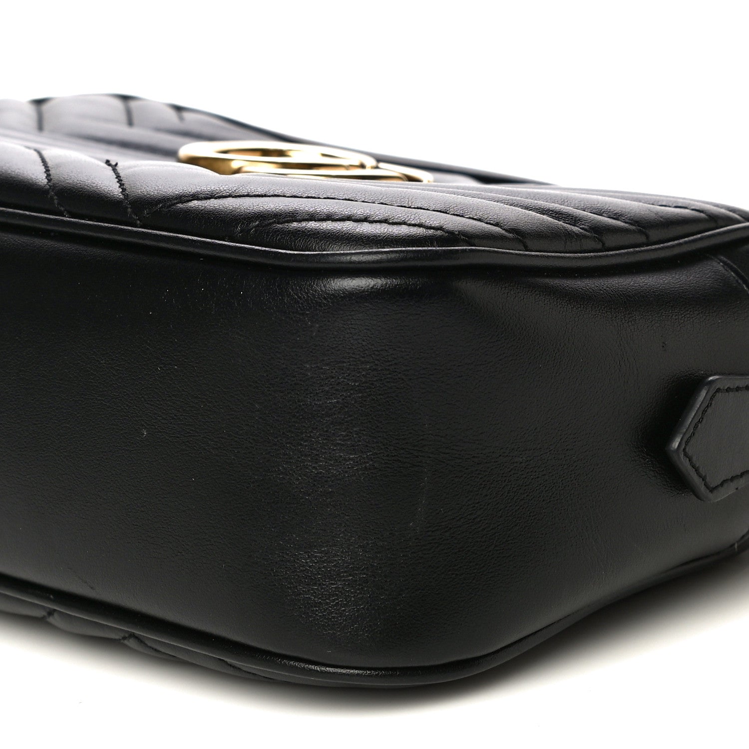 Gucci Calfskin Matelasse Small GG Marmont Chain Shoulder Bag Black 9 of 11