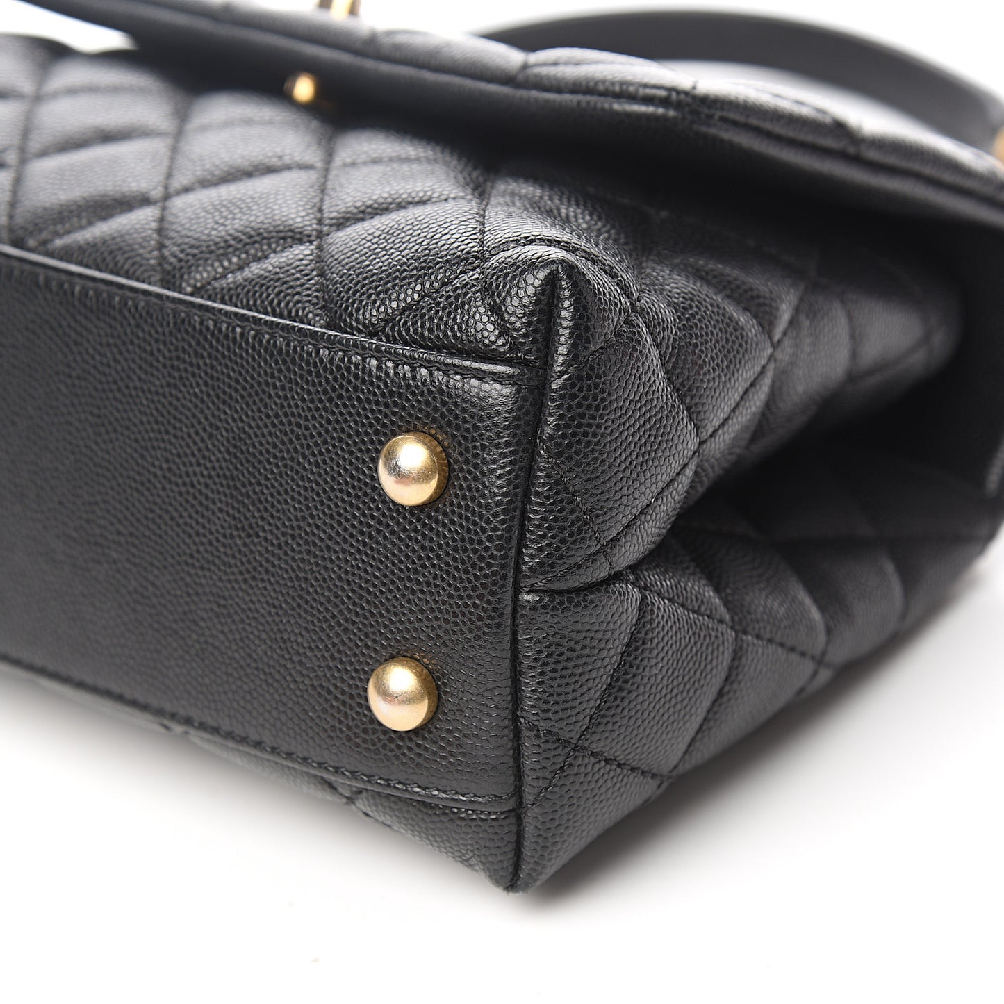 Caviar Quilted Mini Coco Handle Flap Black