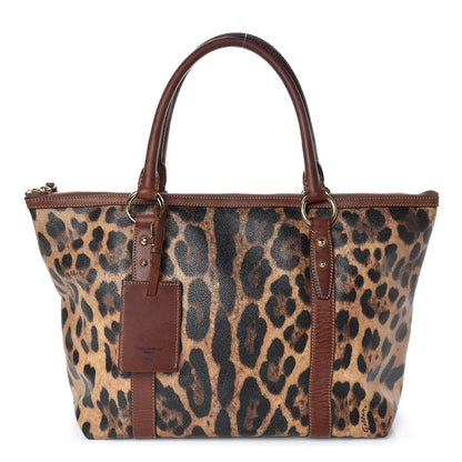 Dolce & Gabbana Coated Canvas Leopard Print Tote 1 of 14