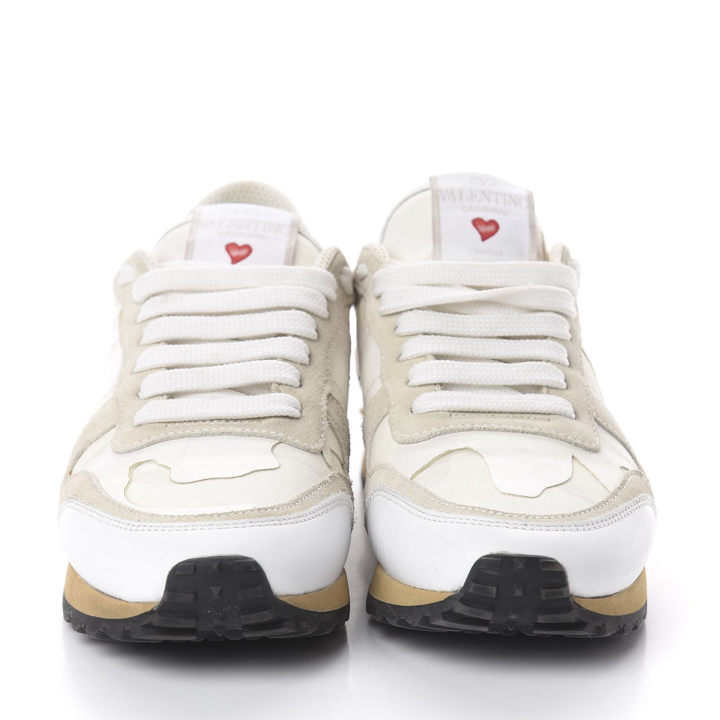 Nappa Suede Camouflage L'amour Womens Rockrunner Sneakers 36 Ivory