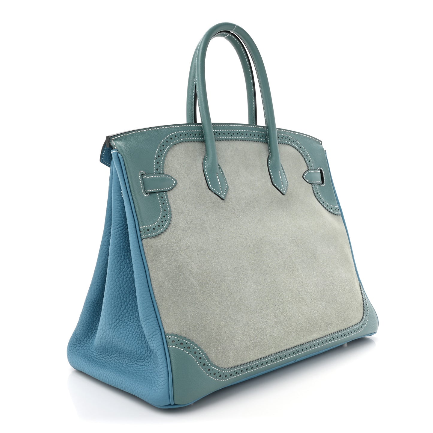 Veau Doblis Taurillon Clemence Evergrain Ghillies Birkin 35 Turquoise Ciel