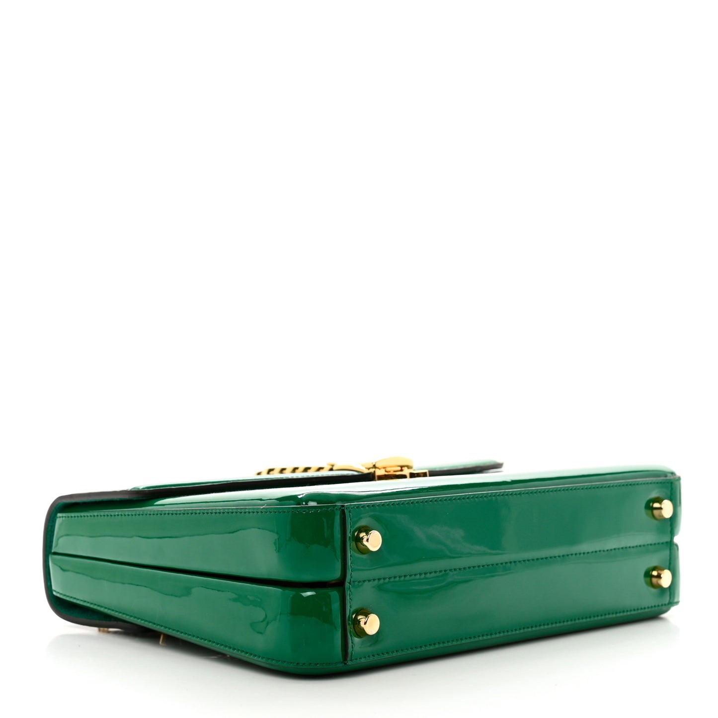 Mousse Top Patent Small Sylvie 1969 Top Handle Bag Emerald