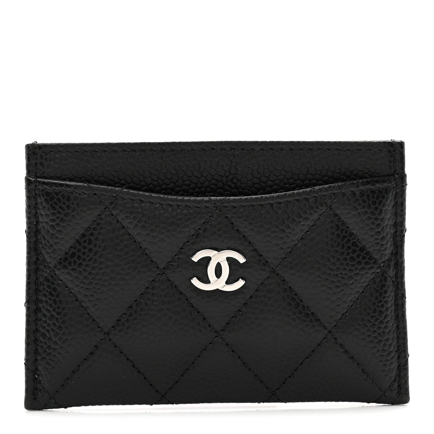 Caviar Quilted Card Holder Black