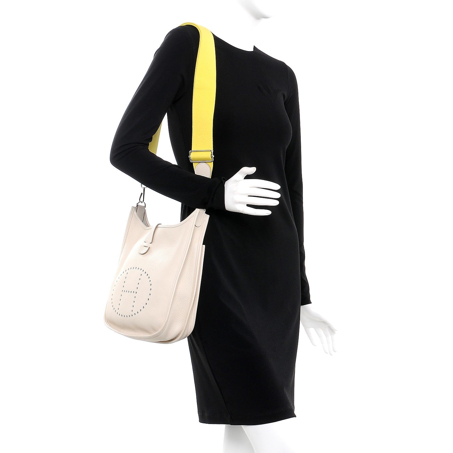 Hermes Taurillon Clemence Amazone Evelyne III PM Craie Lime 2 of 7